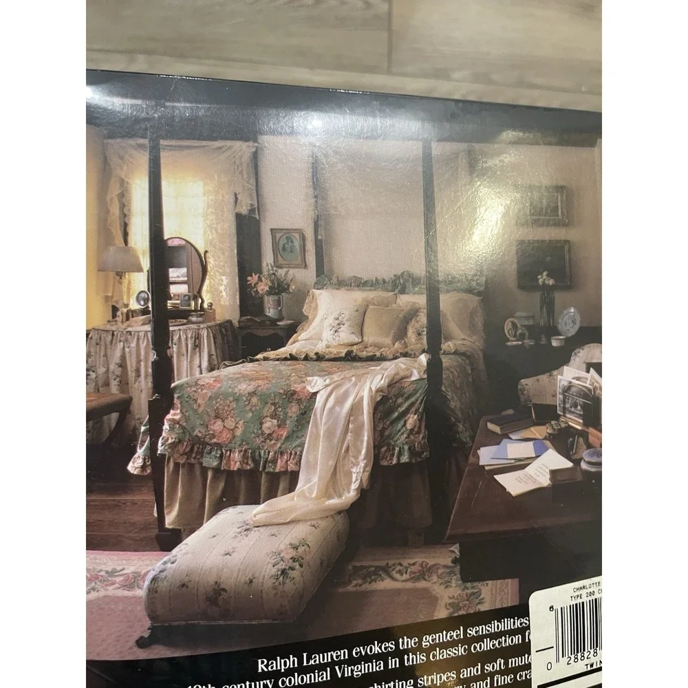 New Ralph Lauren Charlotte IV Sage Green‎ Floral TWIN Flat Sheet  NIP